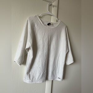 Tahari White Embellished Women’s top Size S